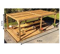 Pergola in Legno Trattato Alta Temperatura con Veneziane Mobili sul Tetto 341x61