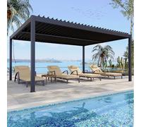Pergola Louvered da 12x16 FT, pergola all'aperto con il tetto a feritoia regolabile, grandi pergole in alluminio per il cortile del giardino del ponte