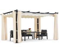 Pergola per patio Barbados 3x3 m con tende Garden Point beige antracite