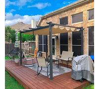 Pergola retrattile in alluminio 3x4m con parasole - Gazebo da esterno resistente alle intemperie per patio giardino traliccio d'uva colore beige