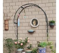 Pergola semicircolare da giardino in metallo bianco per rose da parete, per finestre e ingressi, 100 cm, decorazione da giardino