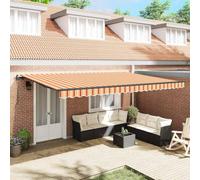 Pergola, tenda da sole retrattile gialla e arancione, 500 x 300 cm, tessuto per balcone, terrazza, giardino, baldacchino