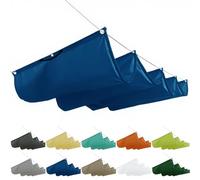 Pergola - Tenda parasole per terrazze, 1,2 x 6,5 m, con guide di montaggio per giardino, terrazza, grigio chiaro, blu scuro