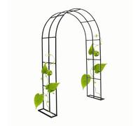 Pergolato ad arco da giardino in metallo per rose, robusto traliccio per pergola con base da 120 x 220 cm a 350 x 250 cm, dimensioni ideali per piante rampicanti (colore: nero, dimensioni: 140 x 230