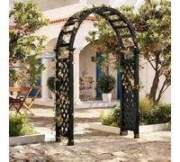 Pergolato ad arco da giardino, pergolato ad arco in legno per esterni, traliccio da giardino per piante rampicanti, supporto per fondale ad arco, gazebo decorativo natalizio(Black)