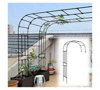 Pergolato ad arco da giardino, traliccio da giardino in metallo, arco a metà lato, supporto decorativo in metallo, per esterni, terrazza, giardino, prato, cortile (nero, larghezza 8,8 x altezza 7,2,4
