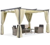 Pergolato beige da terrazza con tende La Palma 3x3 Garden Point