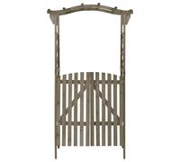vidaXL Pergolato con Cancello 116x40x204 cm Grigio in Legno di Abete