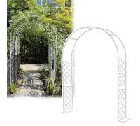 Pergolato da giardino in metallo per piante rampicanti, resistente alle intemperie, decorazione per patio e cortile, design Ele bianco, larghezza 140-370 cm (LxAxP 330 x 240 x 40 cm)