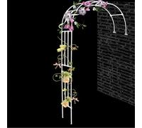 Pergolato da giardino in metallo robusto a mezzo arco, resistente alle intemperie, per piante rampicanti e fiori, dimensioni da 1,8 a 3 m, colore bianco, perfetto come decorazione per arco all'aperto