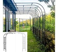 Pergolato da giardino semi-arcuato in metallo per piante rampicanti come rose, per decorare pareti e porte da giardino, telaio a metà lato, bianco/nero, largo, 2/3/4/5/6/7/8 piedi (colore: bianco