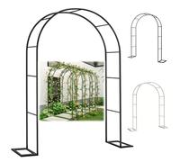 Pergolato in metallo - Arco da giardino antiruggine e per piante rampicanti, stabile graticcio per matrimoni con base, perfetto per feste all'aperto (nero LxA 180 x 220 cm)