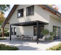PERGOLUX Pergola 4 Bioclimatica 3x5m, Manuale, Addossata, Nero