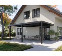 PERGOLUX Pergola 4 Bioclimatica 4x6m, Manuale, Addossata, Nero