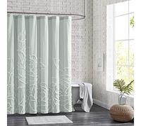 Peri Home Tenda da doccia in 100% cotone per bagno, 183 x 183 cm, in ciniglia verde