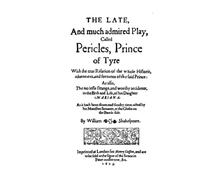 Pericles, Prince of Tyre - FIRST QUARTO - Q1 - First Edition Experience