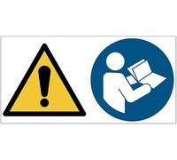 Pericolo, leggere il manuale di istruzioni - CARTELLO SEGNALETICO ISO 7010 in Adesivo Resistente, Pannello in Forex o Pannello In Alluminio (ADESIVO 20X31 CM)