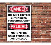 Pericolo Non entrare Inglese Spagnolo Bilingue cartelli metallici decorazioni casa 12x8 inch/30x20cm