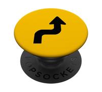 pericoloso, curve, segno strada PopSockets PopGrip Adesivo