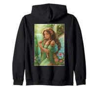 Peridot Forest Fairy Elfen Girl Flauto ali di farfalla Felpa con Cappuccio