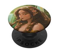 Peridot Forest Fairy Elfen Girl Flauto ali di farfalla PopSockets PopGrip Adesivo