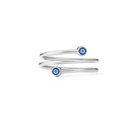 PERIMADE Anello a fascia con occhio maligno per le donne delicato smalto blu turco anello aperto avvolgente in argento Sterling 925 placcato oro tre file impilabile anello da dito alla moda regalo di