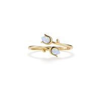PERIMADE Anello a tulipano con opale placcato oro, da donna, ipoallergenico, piccolo fiore impilabile, anello bypass a fascia aperta, gioielli in argento Sterling 925, gioielli alla moda, regalo di