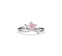 PERIMADE Anello abbinato a forma di stella cadente, placcato oro 18 carati, con cuore rosa, per donne e uomini, in argento Sterling 925 massiccio, ipoallergenico, regalo di compleanno, amicizia