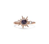 PERIMADE Anello con proiezione di foto del sole, in argento Sterling 925, con scritta personalizzata e amore in 100 lingue con zirconia cubica, anello commemorativo per donne, compleanno, anniversario