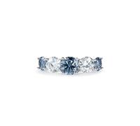 PERIMADE - Anello da cocktail in moissanite da donna, anello con moissanite a cinque pietre, ipoallergenico, in argento Sterling 925, con pietre preziose, fascia eterna, alla moda per, Argento