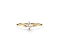 PERIMADE Anello da donna in argento Sterling 925 a forma di quadrifoglio, placcato in oro 18 carati, con zirconia cubica, ipoallergenico, impilabile, non si ossida, idea regalo, Argento sterling