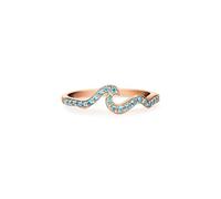 PERIMADE Anello da donna, placcato oro, a forma di onda oceanica, ipoallergenico, in argento Sterling 925, con zirconia cubica multicolore, alla moda, non si ossida, regalo di compleanno o amicizia