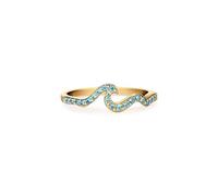 PERIMADE Anello da donna, placcato oro, a forma di onda oceanica, ipoallergenico, in argento Sterling 925, con zirconia cubica multicolore, alla moda, non si ossida, regalo di compleanno o amicizia