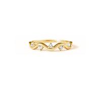 PERIMADE Anello da spiaggia impilabile placcato oro con onde oceaniche e marine, da donna, con zirconia cubica, ipoallergenico, in argento Sterling 925, impilabile, alla moda, per amicizia, regalo di
