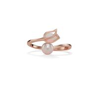 PERIMADE Anello regolabile da donna con perla e tulipano opale, in argento Sterling 925, placcato oro 18 carati, anello bypass floreale, ipoallergenico, alla moda, regalo per compleanno, anniversario
