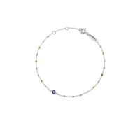 PERIMADE Braccialetto con ciondolo a forma di occhio di malocchio, in argento Sterling 925, smaltato blu turco, braccialetto a catena con perline malocchio per donne, placcato oro 18 carati, catena di