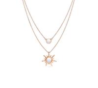 PERIMADE Collana a strati da donna, placcata oro 18 carati, ciondolo opale ipoallergenico in argento Sterling 925 massiccio, doppia catena, regalo per amicizia, compleanno, anniversario, Argento