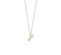 PERIMADE Collana a tulipano opale placcata oro 18 K da donna, delicato ciondolo a forma di piccolo fiore, ipoallergenico, in argento Sterling 925, gioiello floreale per mamma, migliore amica, regalo