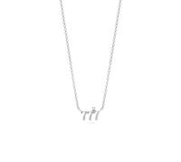 PERIMADE Collana con ciondolo a forma di angelo placcato con scritta in lingua inglese "Dio e numero numerico fortunato", da donna, ipoallergenico, in argento Sterling 925, minimalista, regalo di