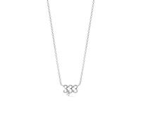 PERIMADE Collana con ciondolo a forma di angelo placcato con scritta in lingua inglese "Dio e numero numerico fortunato", da donna, ipoallergenico, in argento Sterling 925, minimalista, regalo di