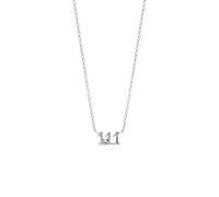 PERIMADE Collana con ciondolo a forma di angelo placcato con scritta in lingua inglese "Dio e numero numerico fortunato", da donna, ipoallergenico, in argento Sterling 925, minimalista, regalo di