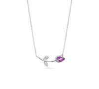 PERIMADE Collana con tulipano ametista da donna, delicata collana a catena a strati in argento Sterling 925 con tulipano viola, placcata in oro 18 carati, con ciondolo floreale per amicizia