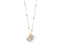 PERIMADE Collana da donna in argento Sterling 925 con ciondolo a forma di conchiglia, placcata in oro 18 carati, collana con perline da spiaggia, graziosa collana bohémien a strati, gioiello estivo