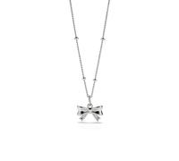 PERIMADE Collana girocollo placcata in oro da donna, in solido Sterling 925 con ciondolo a forma di fiocco a nastro, grazioso piccolo ciondolo a forma di fiocco, collana a catena con perline alla moda