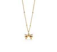 PERIMADE Collana girocollo placcata in oro da donna, in solido Sterling 925 con ciondolo a forma di fiocco a nastro, grazioso piccolo ciondolo a forma di fiocco, collana a catena con perline alla moda