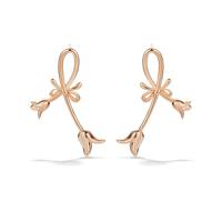 PERIMADE Delicati orecchini a cerchio con fiocco a tulipano, placcati in oro 18 carati, orecchini a fiocco floreale, in argento Sterling 925, minimalisti, alla moda, per compleanno, anniversario