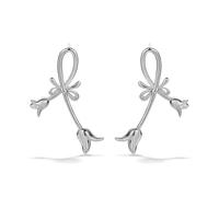 PERIMADE Delicati orecchini a cerchio con fiocco a tulipano, placcati in oro 18 carati, orecchini a fiocco floreale, in argento Sterling 925, minimalisti, alla moda, per compleanno, anniversario