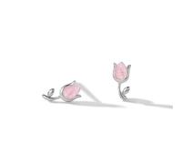 PERIMADE Delicati orecchini a tulipano rosa da donna, in argento Sterling 925 placcato oro 18 carati, orecchini a tulipano al quarzo rosa, non si ossidano, regalo di compleanno, migliore amico