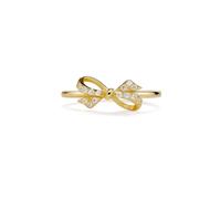PERIMADE Delicato anello a fascia con fiocco da donna, placcato oro 18 K, con zirconia cubica, sottile, impilabile, non si ossida, alla moda, per compleanno, migliore amica, anniversario, matrimonio
