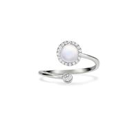 PERIMADE Fidget Anxiety Anello per donne e uomini, placcato oro 18 K, opale con impostazione aureola, anello spinner per ansia e stress, regolabile, a fascia aperta, in argento Sterling 925, con